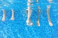 Funny underwater family legs in swimming pool