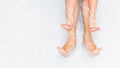 Funny underwater photo of bare feet in swimming pool Royalty Free Stock Photo