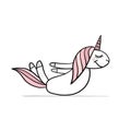 Funny Unicorn doing yoga, sketch for your design