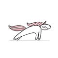 Funny Unicorn doing yoga, sketch for your design