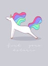 Funny unicorn in plank yoga pose vector Royalty Free Stock Photo