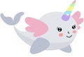 Funny unicorn whale with wings