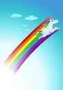 Funny unicorns rainbow fantasy cartoon