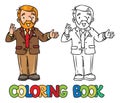 Funny university lecturer. Coloring book