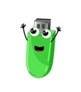 Funny usb flash drive cartoon character Royalty Free Stock Photo