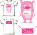 Funny valentine shirt with pink monster teddy vector design printed