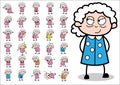 Funny Various Comic Old Granny Character - Set of Concepts Vector illustrations