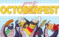 Funny vector banner for octoberfest with octopus tentacles and beer