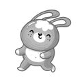 Funny cartoon bunny run away