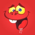 Funny vector cartoon devil laughing. Vector Halloween red monster illustration