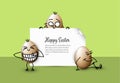 Funny vector easter eggs - Happy green Easter Card Royalty Free Stock Photo