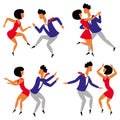 Funny vector figures dancing in different poses