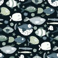 Funny vector fish Pattern.