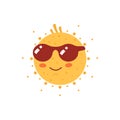 Funny vector hand drawn sun illustration. Cute sun emoticon icon. Summer sunny face emoji. Royalty Free Stock Photo