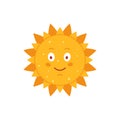 Funny vector hand drawn sun illustration. Cute sun emoticon icon. Summer sunny face emoji. Royalty Free Stock Photo