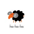 Funny vector illustration of bleating sheep. Phrase Baa. Royalty Free Stock Photo