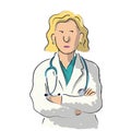 Funny vector illustration of medical staff character. Professional doctor.