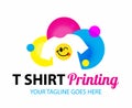 Funny vector logo template of t-shirt printing. For typography, print, corporate identity, workshop, branding, factory, serigraphy