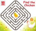 Funny Vector Maze Game with Cartoon Chicken