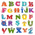 Funny vector monster alphabet for kids Royalty Free Stock Photo