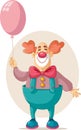 Funny Vector Party Clown Holding Pink Balloon Royalty Free Stock Photo