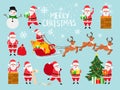 Funny vector santa. Cute vector santa claus grandfather for christmas website decor, santaclause isolated scenes