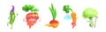 Funny Vegetable Character Dressed in Costume Vector Set