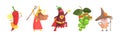 Funny Vegetable Character Dressed in Costume Vector Set