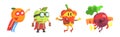 Funny Vegetable Character Dressed in Costume Vector Set