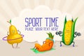 Funny vegetable and fruit characters doing sports vector