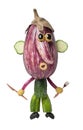 Funny vegetable man holding fork and knife