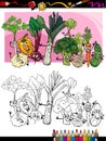 Funny vegetables cartoon for coloring book Royalty Free Stock Photo