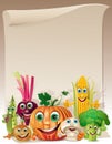 Funny vegetables cartoon company scroll