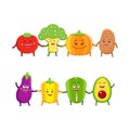 Funny vegetables characters cartoon illustration