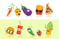 Funny vegetables and fast food - set of vector characters illustrations Royalty Free Stock Photo