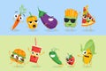Funny vegetables and fast food - set of vector characters illustrations Royalty Free Stock Photo