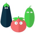 Funny vegetables in flat style.