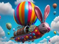The funny flying vehicle of the Easter Bunny Royalty Free Stock Photo