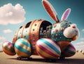 The funny vehicle of the Easter Bunny Royalty Free Stock Photo