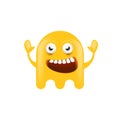 Funny very cute smiling orange ghost monster isolated on white background. Comic Funky Yellow Ghost cartoon character