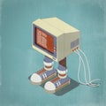 Funny vintage computer character