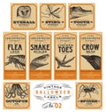 Funny vintage Halloween apothecary labels - set 02 (vector) Royalty Free Stock Photo
