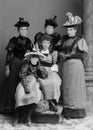 Funny Vintage Family Portrait Photograph, Angry Women