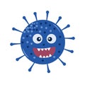 Funny virus or bacteria in cartoon style. Coronavirus character. Vector illustration