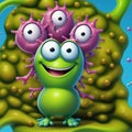 A funny virus character with a grotesque expression Royalty Free Stock Photo