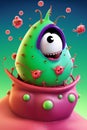 Funny human-like virus character with an evil expression Royalty Free Stock Photo