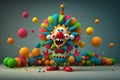 Funny wacky colorful clown on a solid flat background. AI generated. April fool\'s day Royalty Free Stock Photo