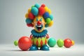 Funny wacky colorful clown on a solid flat background. AI generated. April fool\'s day Royalty Free Stock Photo