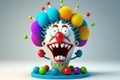 Funny wacky colorful clown on a solid flat background. AI generated. April fool\'s day Royalty Free Stock Photo