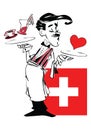 Funny Waiter of Switzerland Cartoon